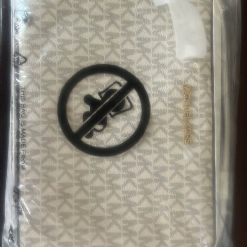 Michael Kors Beige and Gold Logo Pouch